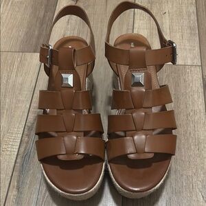 Marc Fisher Brown Platform Sandals with Cage Design